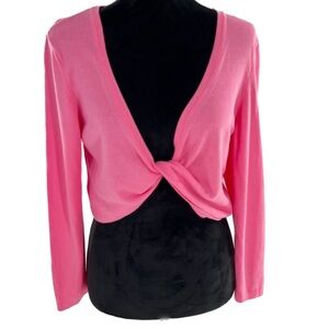 Talbots Bright Pink Twist Front Long Sleeve Top
